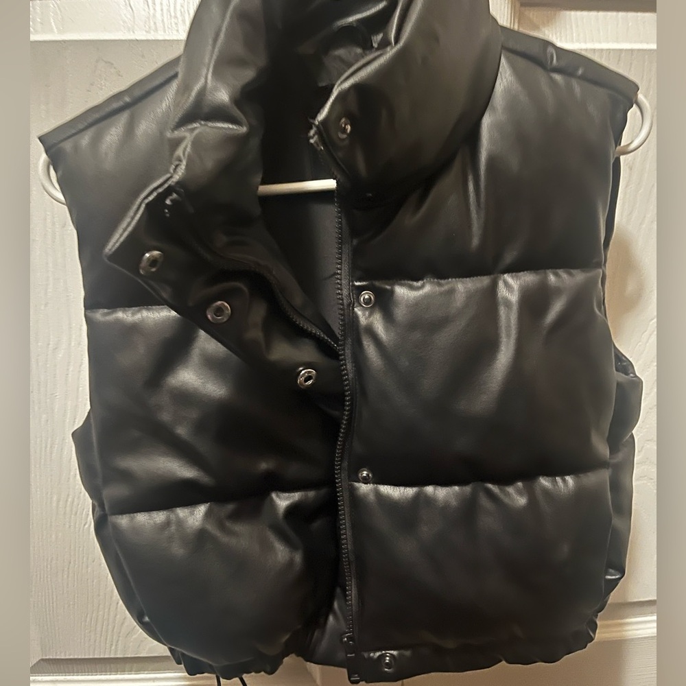 Black Faux Puffer Vest
